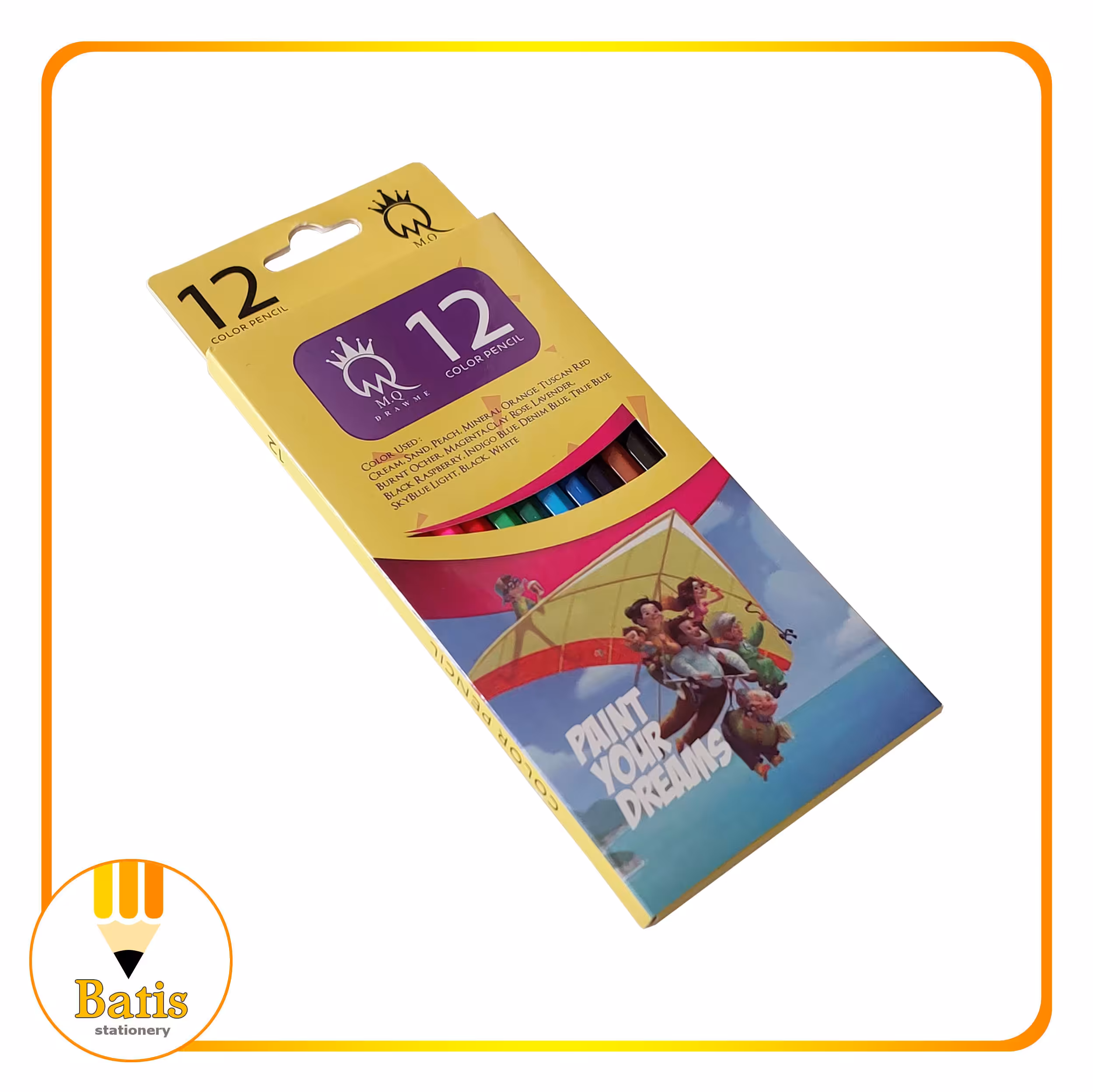 مداد رنگی 12 رنگ جعبه مقوایی ام کیو