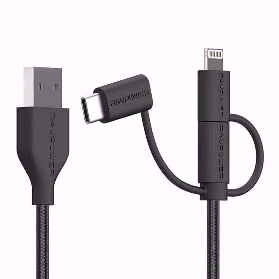 کابل تبدیل 1 متری USB-A به Lightning ، Type-c و Micro-USB راوپاور RP-CB021