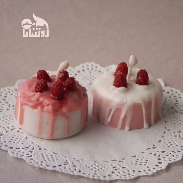 شمع کیک تمشک کوچک (بسته دو عددی)سفید و صورتی