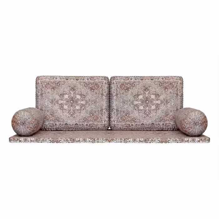 ست 5 تکه پشتی سنتی طرح قاجار رنگ گردویی