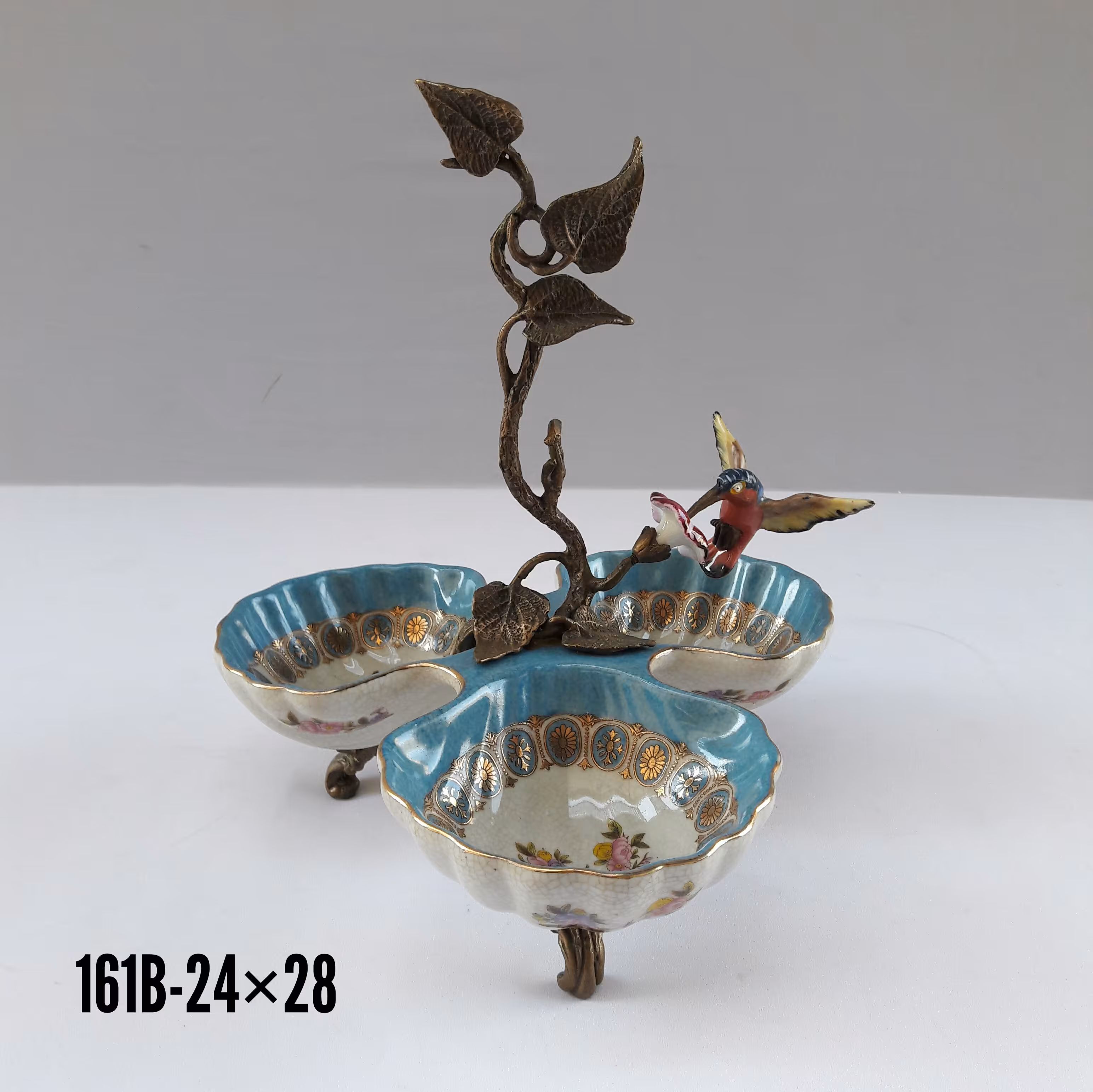 اردو خوری 3 خانه چینی و برنز رنگ آبی کمرنگ