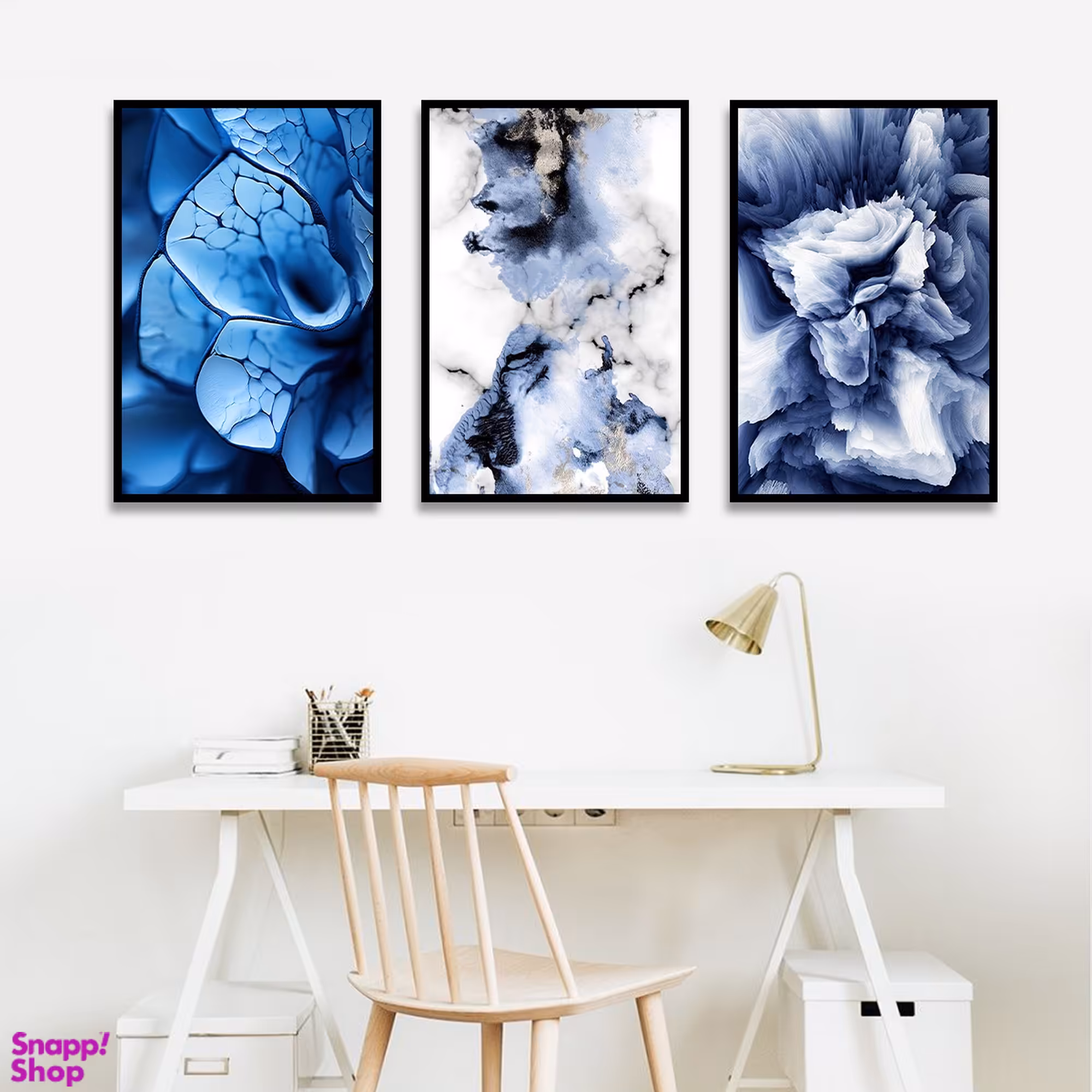 تابلو بکلیت طرح نقاشی مدرن ابر و بادی مدل B-1730 مجموعه 3 عددی