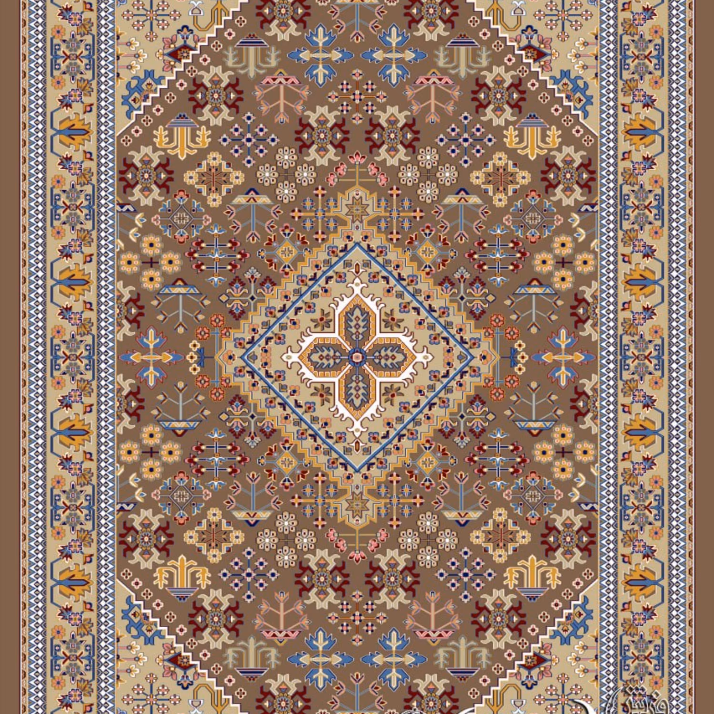 فرش پاتریس  فرش گلیم عشایری  400شانه طرح سروناز گردوئی سایز 6متری