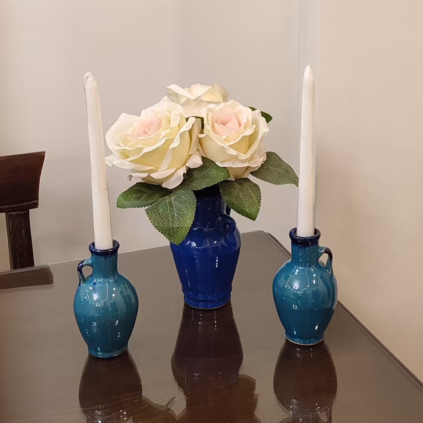 ست دکوری گلدان شمعدان جا شمعی کوزه سفالی هفت سین 