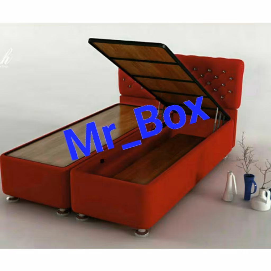 تختخواب باکس هتلی جکدار سایز 140 دوتیکه با تاج تخت خواب