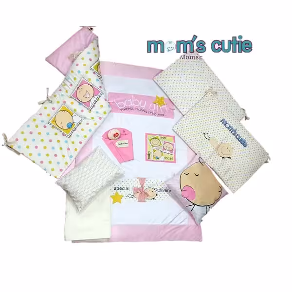 سرویس خواب 7 تیکه مامز کیوت طرح نوزاد رنگ صورتی