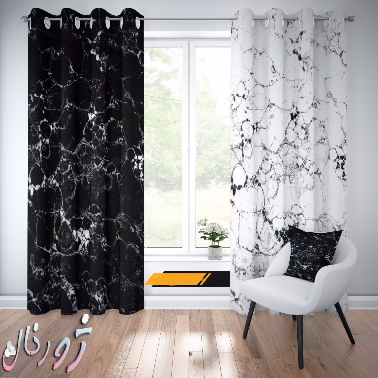 پرده چاپی  پانچ  طرح سنگ کد 1031