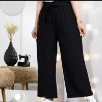 شلوار راحتی زنانه سایز بزرگ مشکی تابستانی ابر و بادی