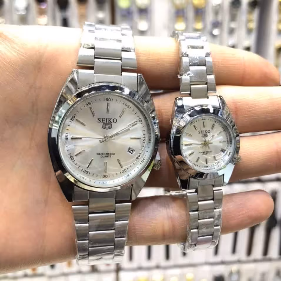 ست زنانه و مردانه سیکو نقره‌ای Seiko