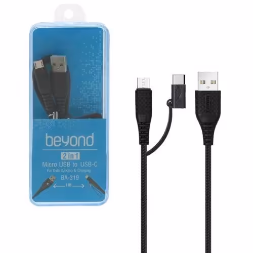 کابل تبدیل USB به MicroUSB / USB-C بیاند مدل BA-319 طول 1متر