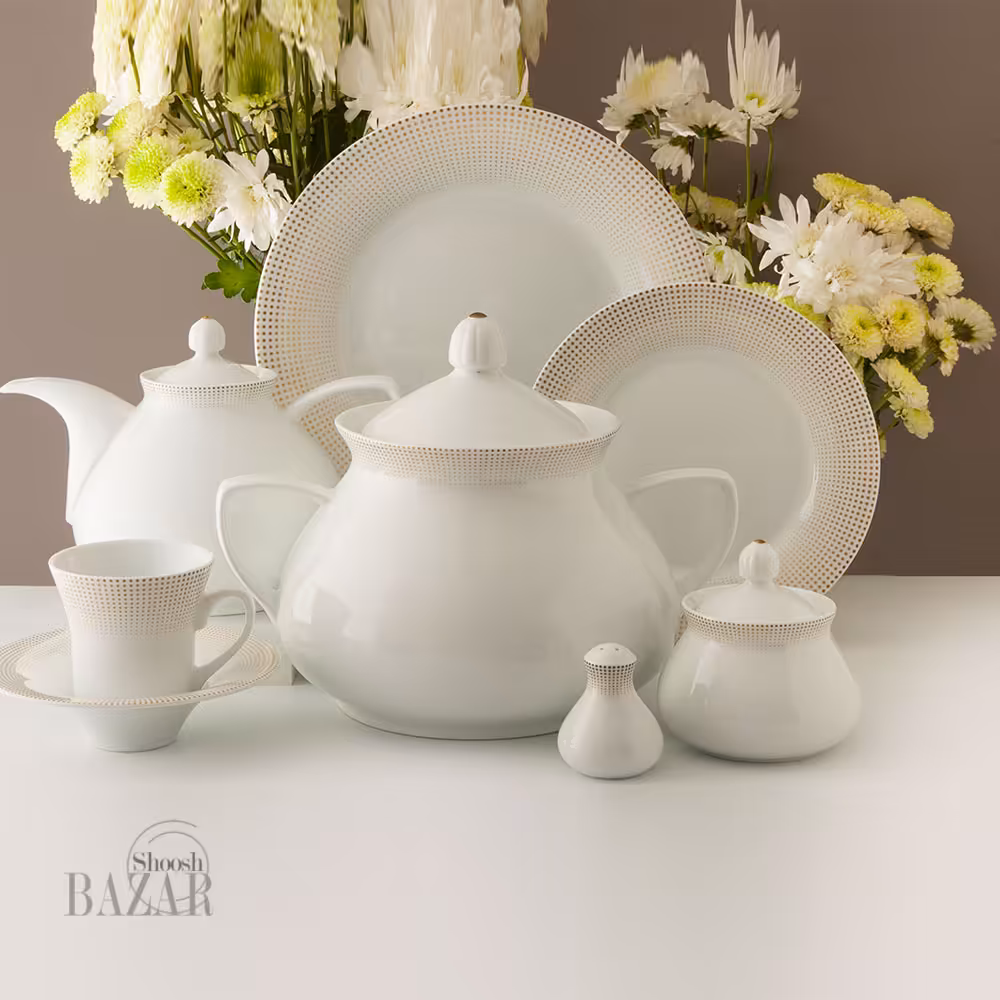 سرویس چینی 108 پارچه زرین طرح مریدین طلایی والندورفر 12نفره