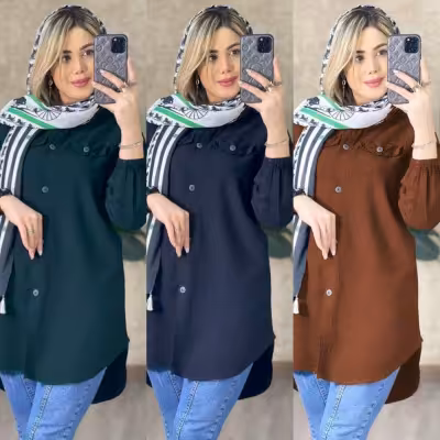 مانتو اسپرت زنانه الیاف شسته شده مدل تیدا
