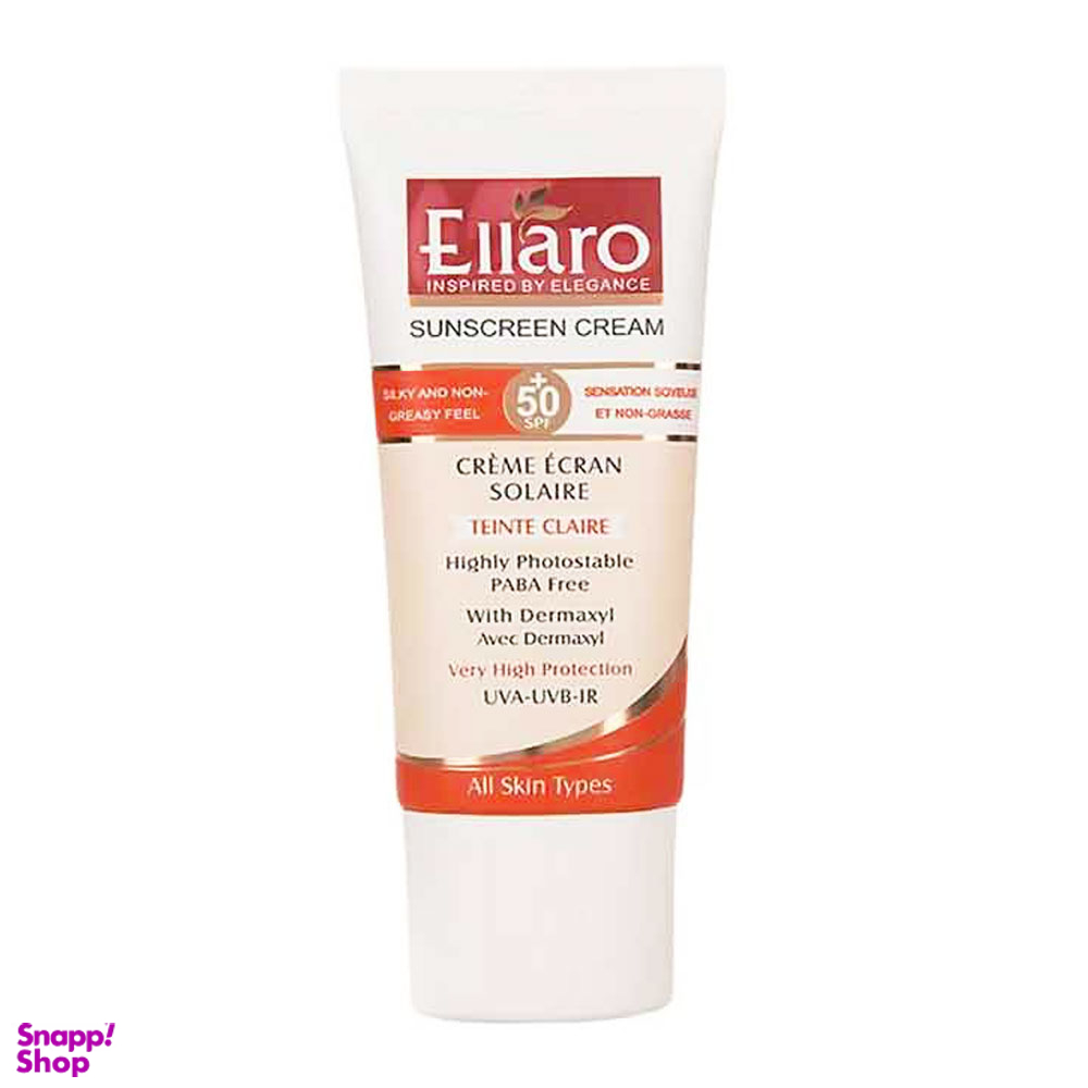 ضد آفتاب الارو (Ellaro) با SPF50 رنگ بژ روشن حجم 50 میلی لیتر