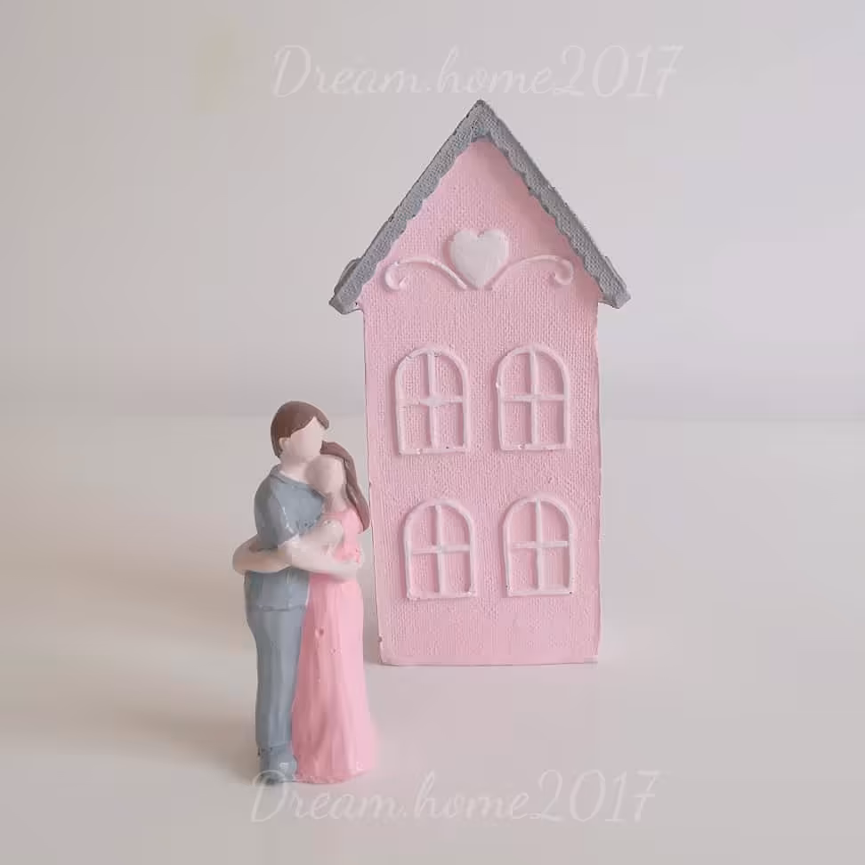 مجسمه کلبه ی عشق کلبه طرح انگلیش هوم و زوج عاشق هدیه valentine