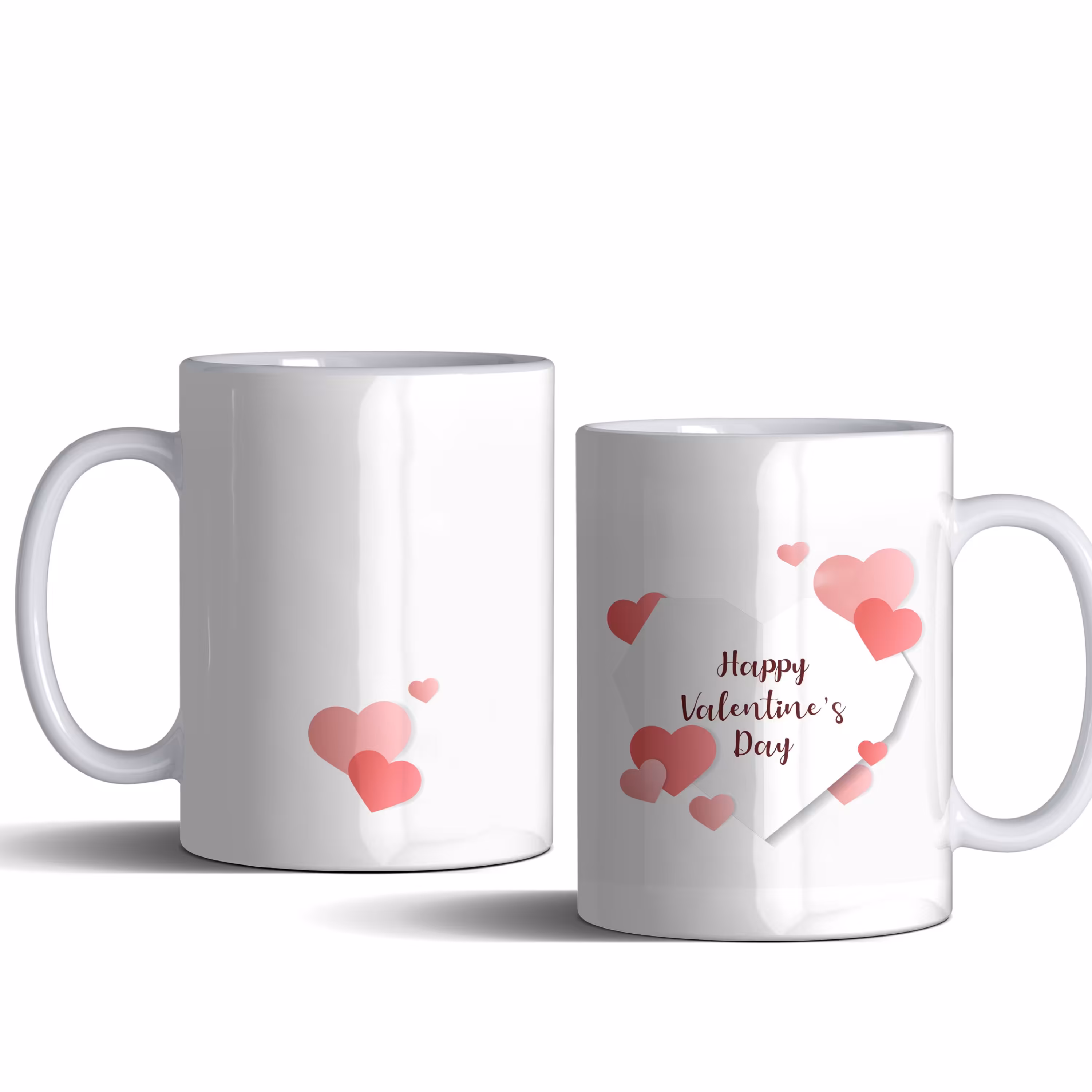 لیوان (ماگ) ولنتاین با قلب صورتی و متن HAPPY VALENTINE DAY