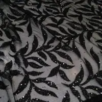 پارچه گیپور مشکی کارشده منجوق دوزی شده شارژ شد
