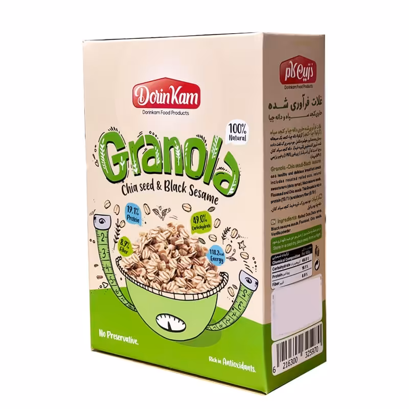 گرانولا رژیمی درین کام کنجد سیاه و دانه چیا 300 گرمی