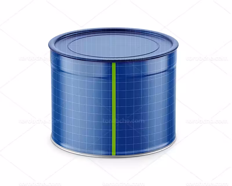 موکاپ قوطی فلزی از زاویه رو به رو | گرافیک با طعم تربچه