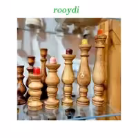 ست5تایی شمعدانی با سایزیهای مختلف چوب روسی رنگ روشن پوشش سیلرکیلر