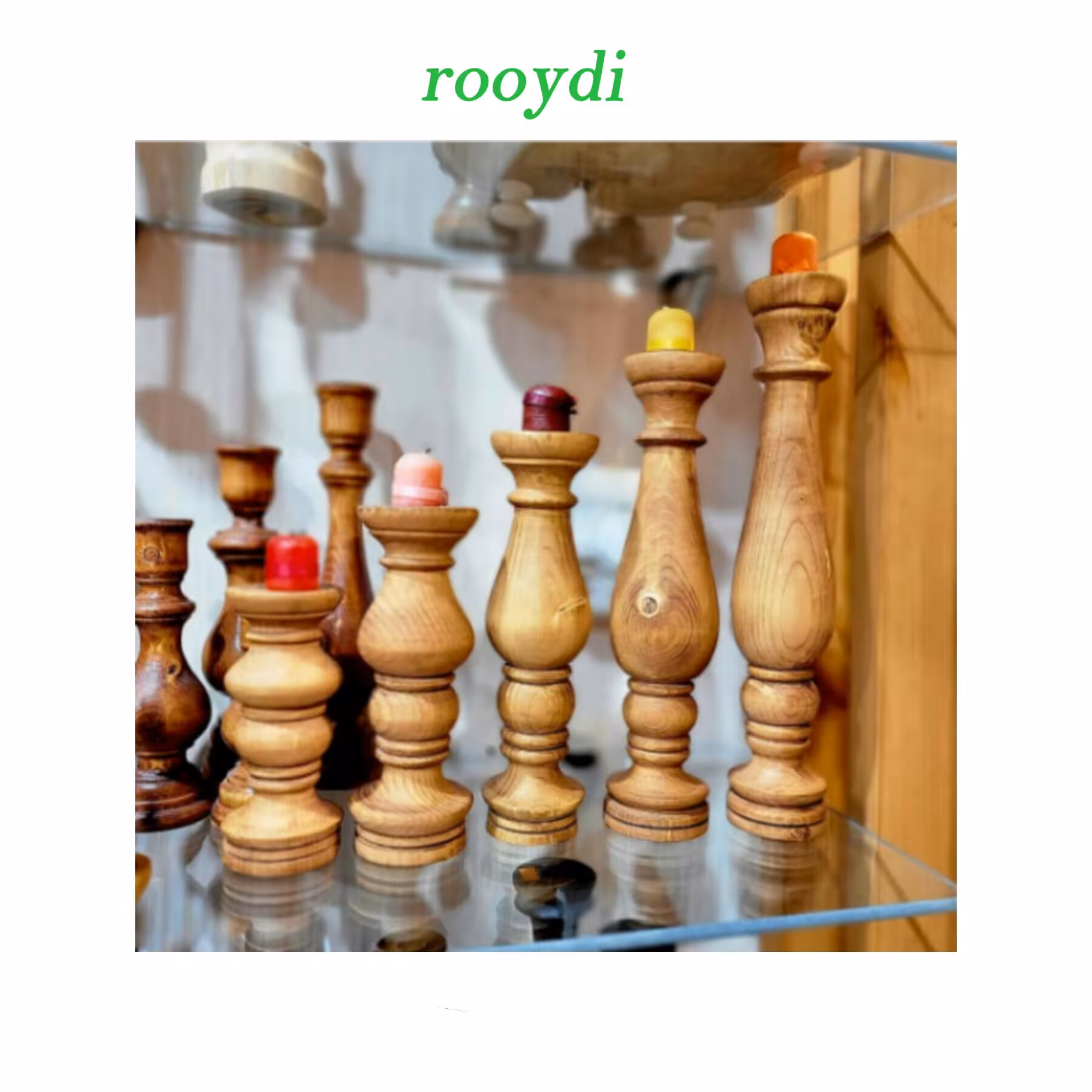 ست5تایی شمعدانی با سایزیهای مختلف چوب روسی رنگ روشن پوشش سیلرکیلر