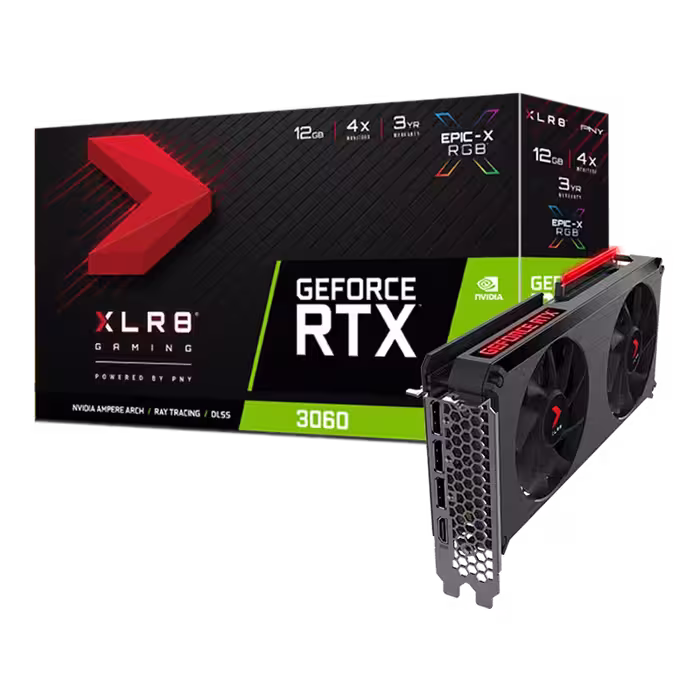کارت گرافیک  پی ان وای مدل GeForce RTX 3060 12GB XLR8 Gaming REVEL EPIC-X RGB Dual Fan Edition حافظه 12 گیگابایت