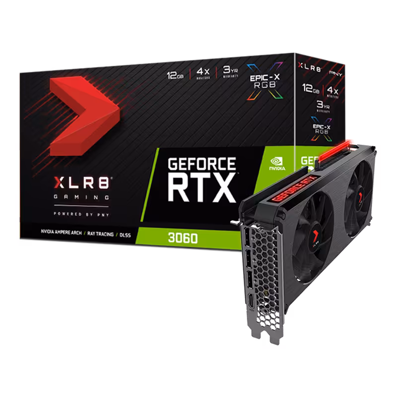 کارت گرافیک  پی ان وای مدل GeForce RTX 3060 12GB XLR8 Gaming REVEL EPIC-X RGB Dual Fan Edition حافظه 12 گیگابایت