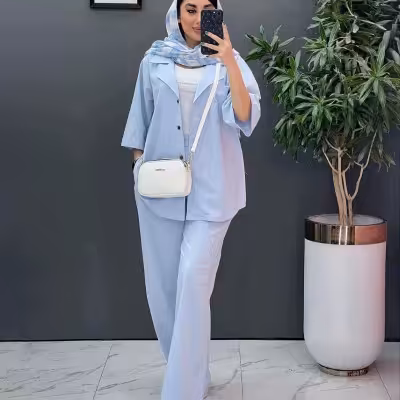 مانتو شلوار زنانه داکرون مدل سادنا