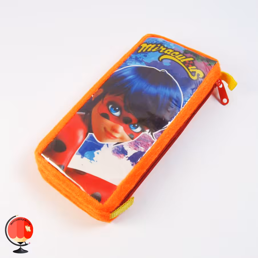 جامدادی دخترانه تک زیپ دختر کفشدوزکی نارنجی