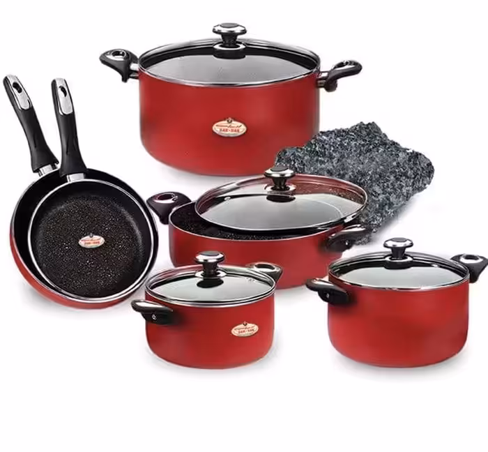 سرویس قابلمه گرانیتا زرساب 10 پارچه با در شیشه ای