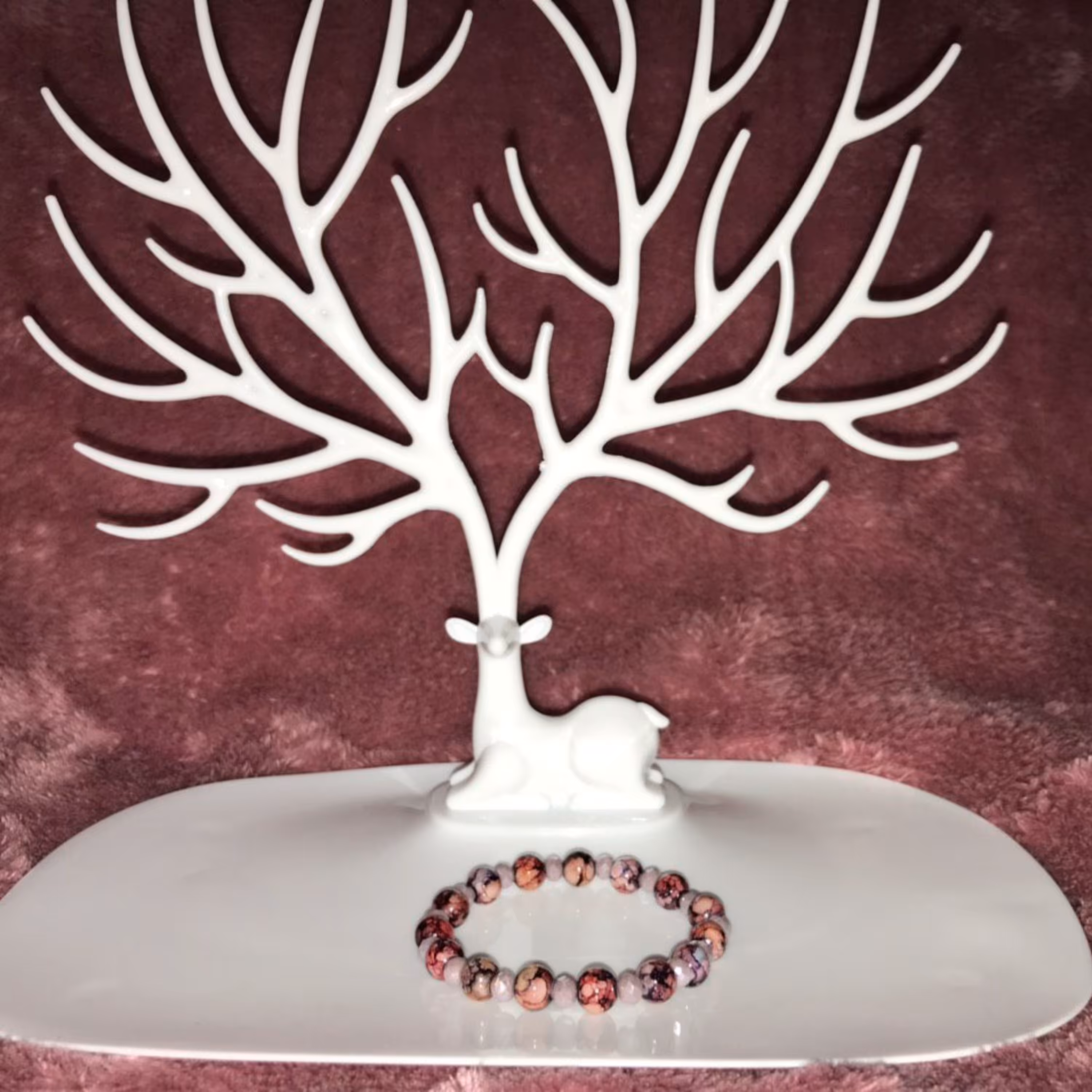 دستبند سنگ آبرنگی زرشکی مشکی