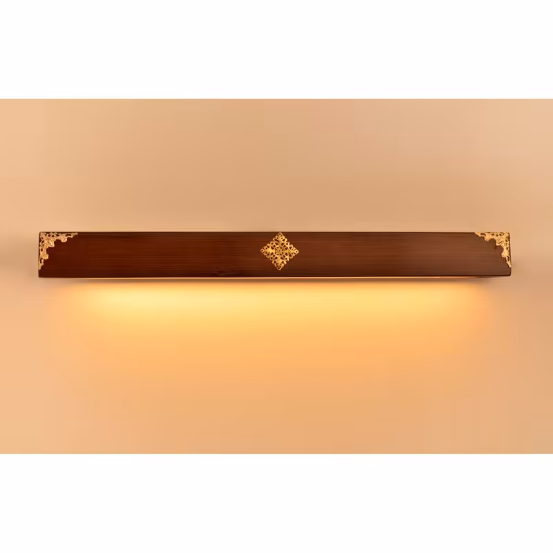 چراغ خواب چوبی دیواری تزیینی از چوب نراد و استیل و LED آفتابی مدل ستاره کد 53-1