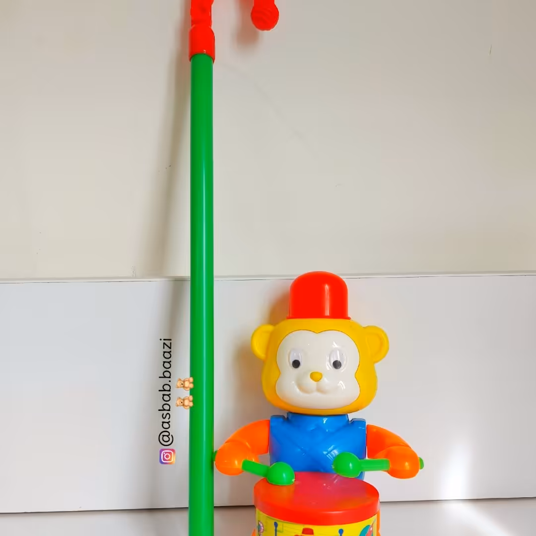 اسباب بازی چرخ عصایی میمون طبل زن مخصوص کودکان نوپا