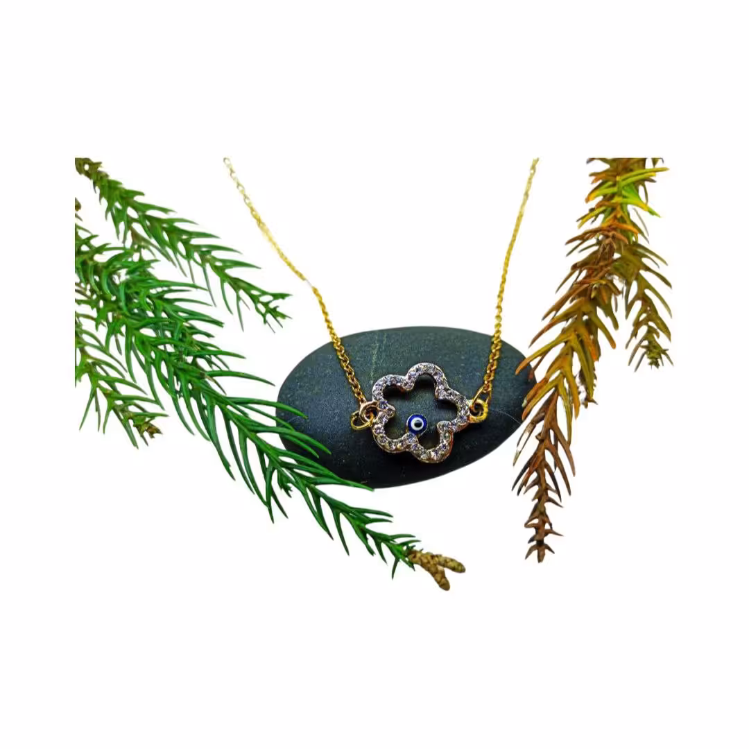 گردنبند استیل  نگینی مدل گلبرگ