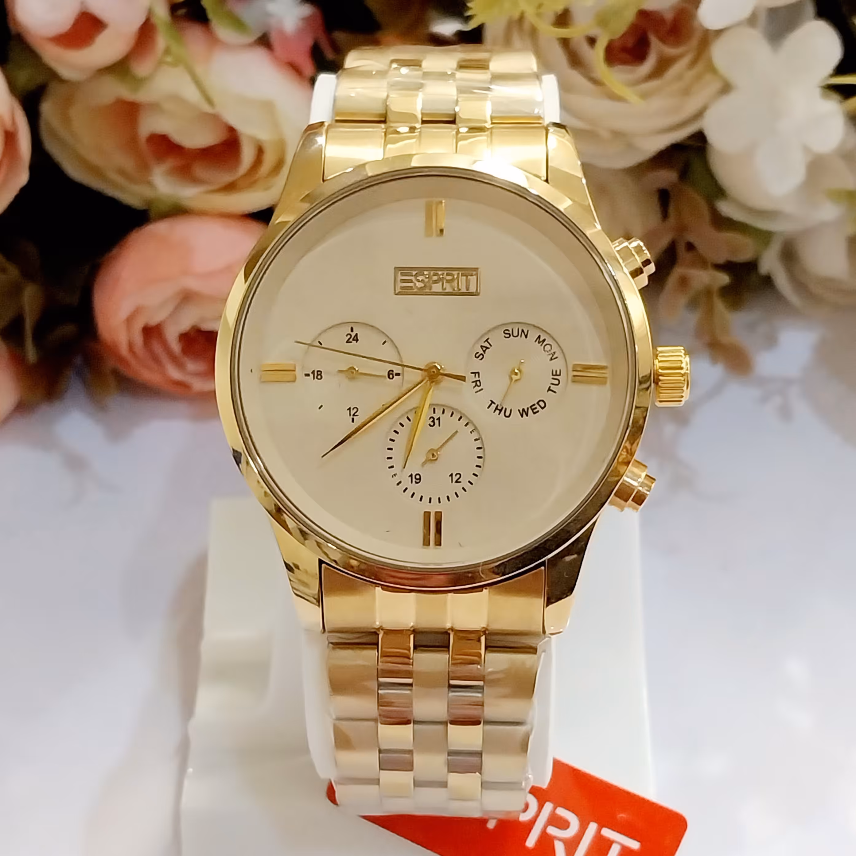 ساعت  مردانه طلایی 3موتوره اسپریتESPRIT 