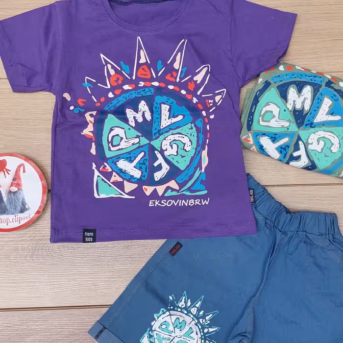 تیشرت شلوارک پیتزا اسپرت دخترانه پسرانه   