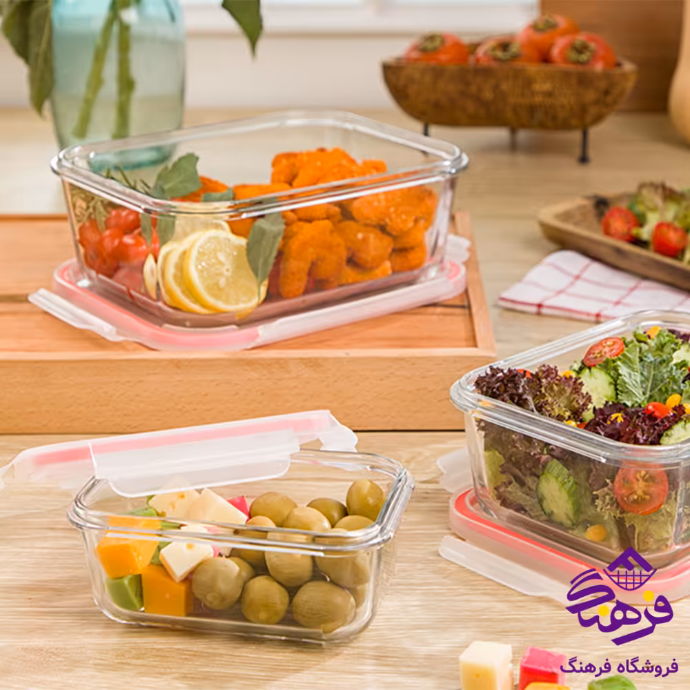 ست ظرف شیشه ای مستطیل لیمون