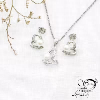 نیمست نقره قلب مرواریدی با کد 13242