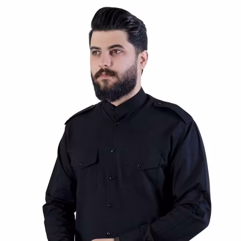 پیراهن مشکی تترون دو جیب سرشونه دار محرم در تمام سایز ها