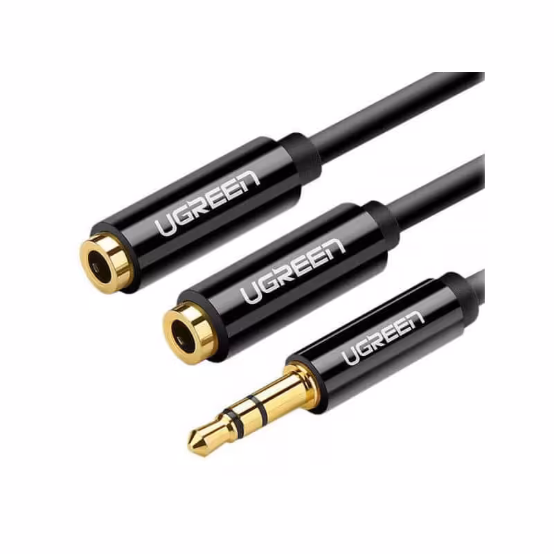 کابل تبدیل 1 به 2 صدا 3.5 میلی متری یوگرین مدل AV134 20816 طول 25 سانتی متر