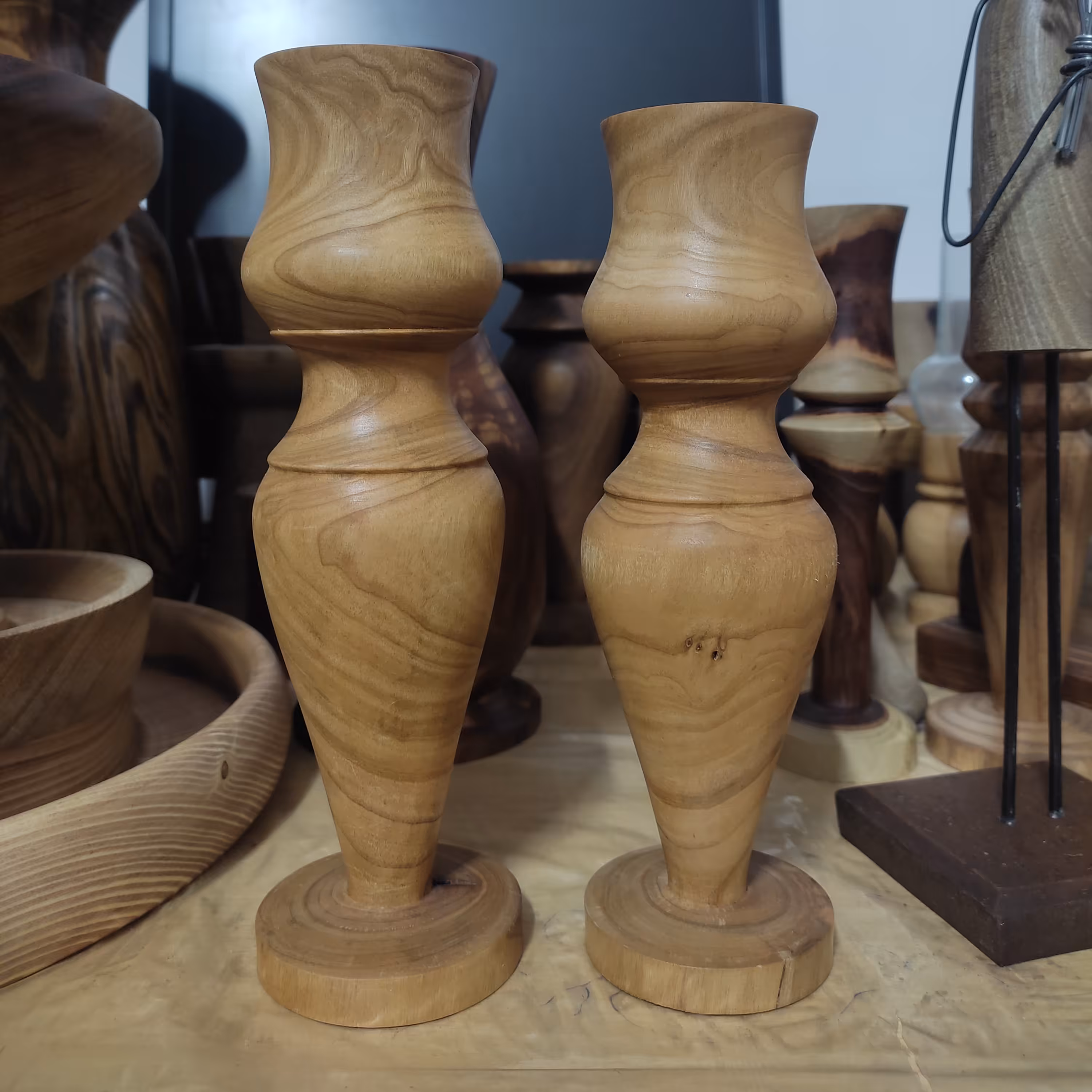 شمعدان چوبی دستساز ، مناسب برای شمع پهن