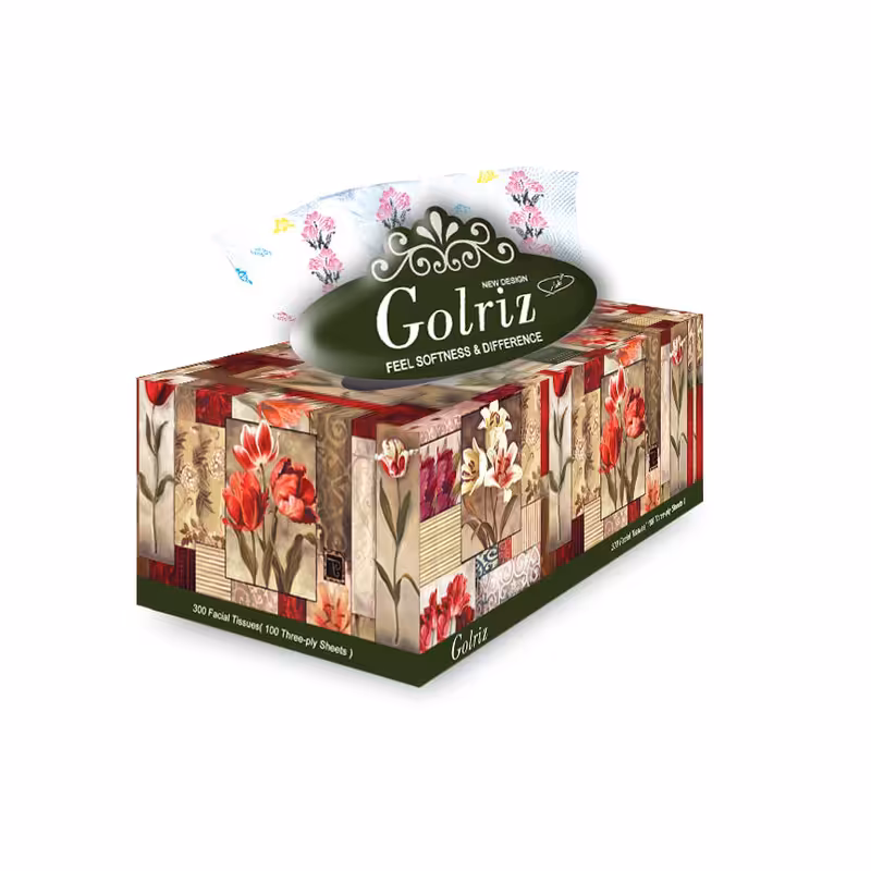 دستمال کاغذی گلدار طرح شقایق سه لایه 100 برگ گلریز