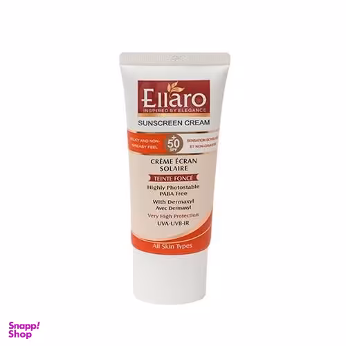 کرم ضد آفتاب الارو (Ellaro) با Spf 50 مناسب انواع پوست رنگ بژ طبیعی حجم 40 میلی لیتر