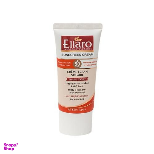 کرم ضد آفتاب الارو (Ellaro) با Spf 50 مناسب انواع پوست رنگ بژ طبیعی حجم 40 میلی لیتر