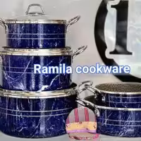 سرویس هشت پارچه گرانیتی طرح سنگ رامیلا  مدل آبی  تولیدی قابلمه گرانیتی