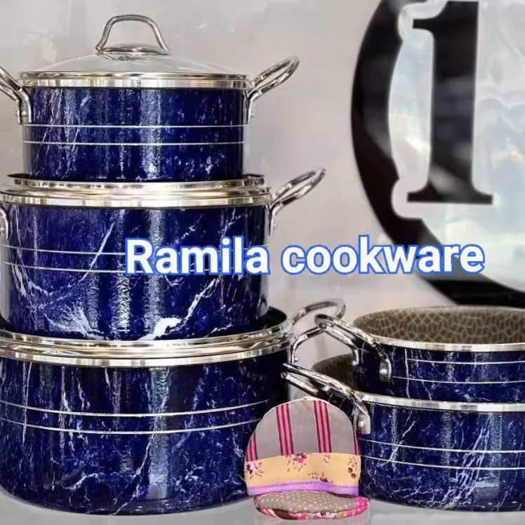 سرویس هشت پارچه گرانیتی طرح سنگ رامیلا  مدل آبی  تولیدی قابلمه گرانیتی