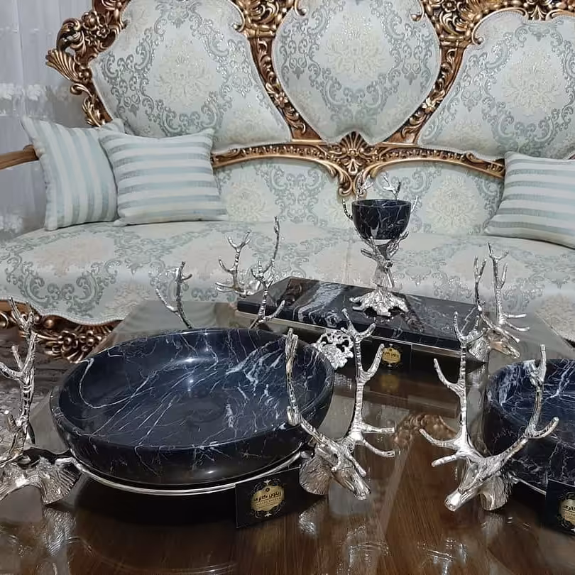 ظروف پذیرایی سنگی برنزی کد9