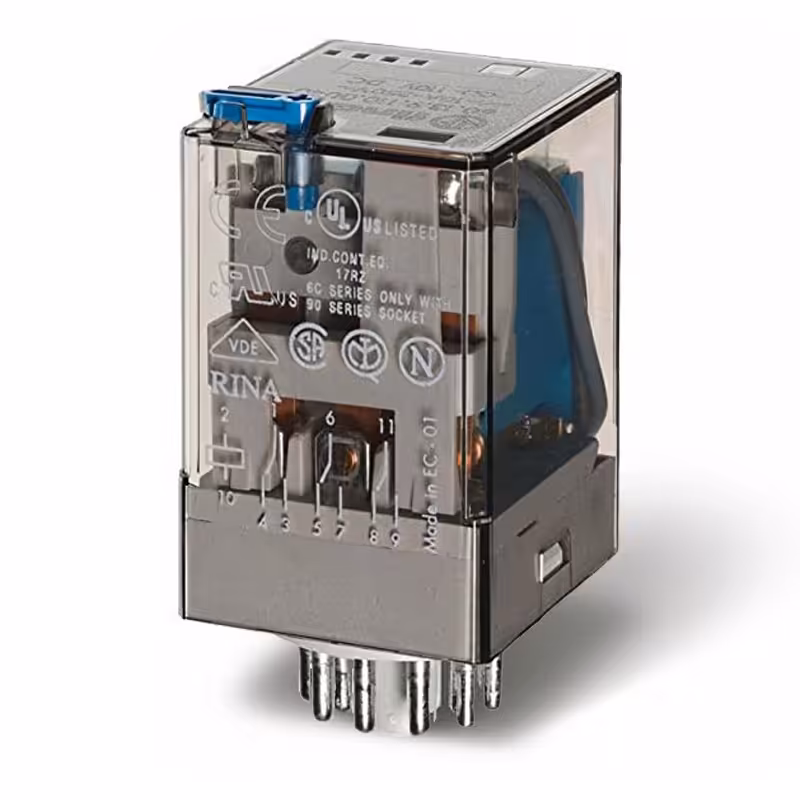 رله شیشه ای 110VDC فیندر سه کنتاکت 10 آمپر 60.13.9.110