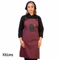 پیشبند ملانژ زرشکی با جیب چرم زرشکی آریا