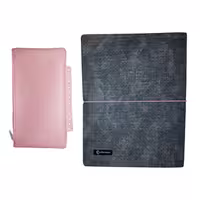 کلاسور 20 حلقه طرح سنگی همراه با جامدادی - صورتی