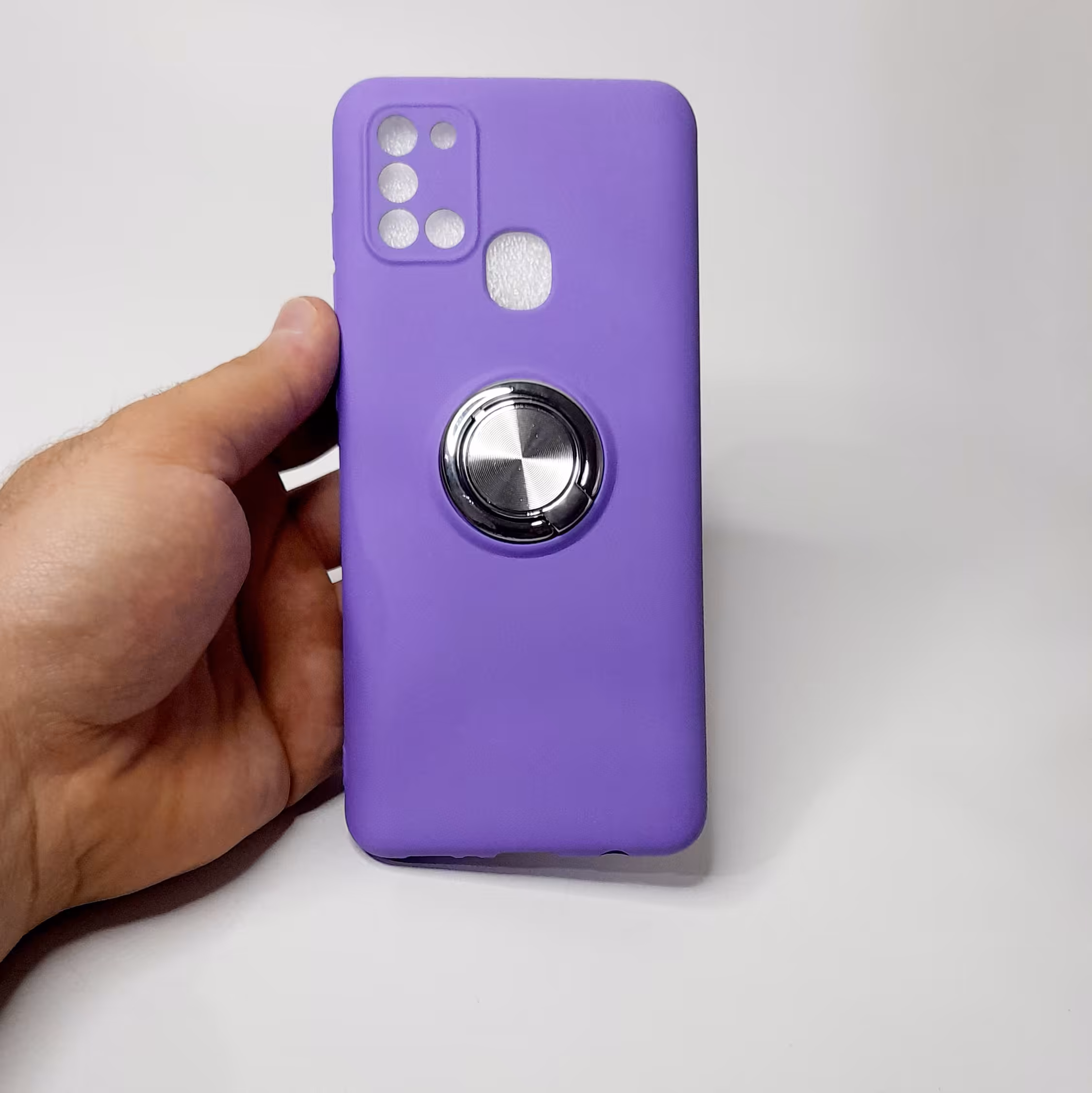 قاب سیلیکونی هولدر دار معمولی محافظ لنزدار مناسب برای گوشی موبایل Samsung Galaxy A21S